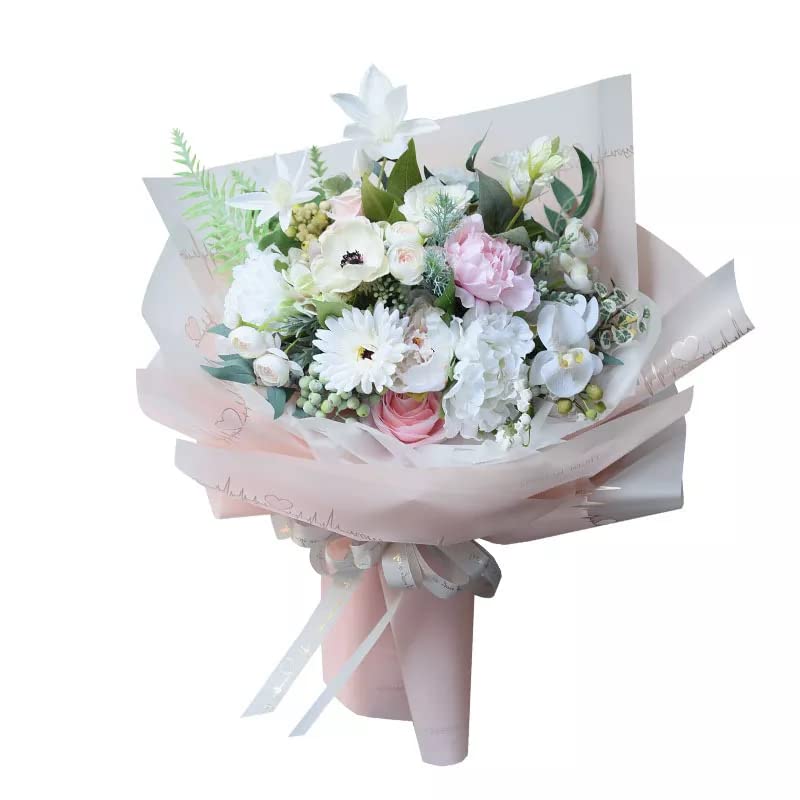 Image of Oasis - 20 Sheets Korean Style Waterproof Premium Bouquet Wrapping Sheet (58cm x 58cm, 60 Microns) | HeartBeat Border Design, Giftwrap for Flowers & DIY Gift Wrapping Paper For Valentines Day (Pink)