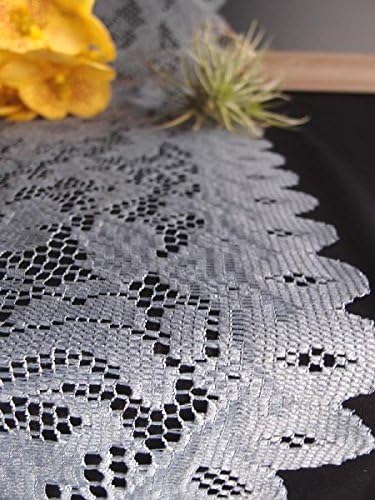POSHNPRETTY Gray Floral Lace Table Runner - 13" x 120" - LS167-80