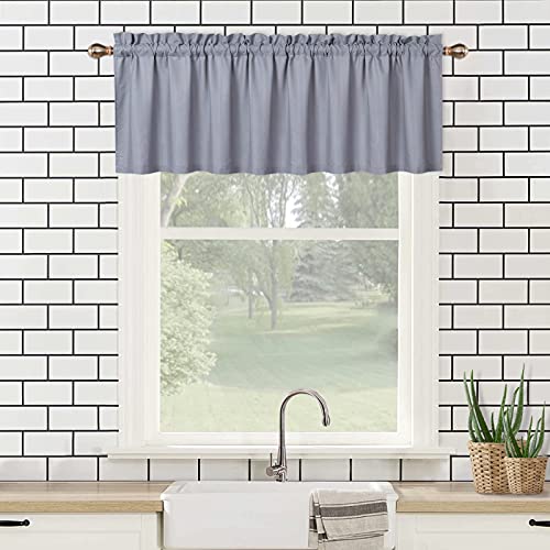 Caromio Grey Kitchen Valance Curtains For Window, 100% Waterproof Soft Microfiber Seersucker Fabric With Embossed Dots, Short Bathroom Window Valances, Machine Washable(Grey, 60" W X 15" L) #TOP19