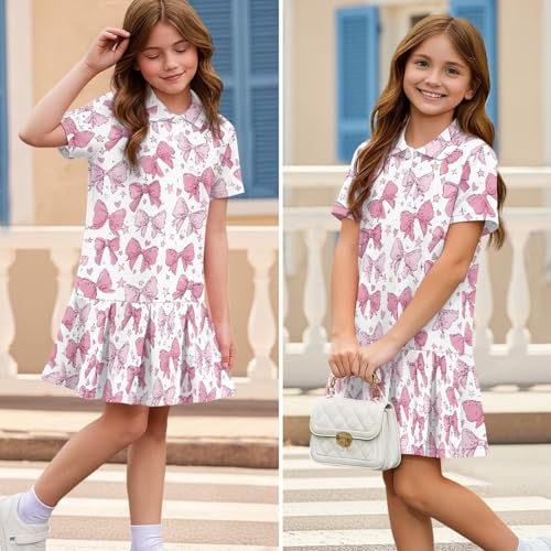 Girls Short Sleeve Tennis Dress Quick Dry Activewear Pleated Athletic Dress Golf Outfits2