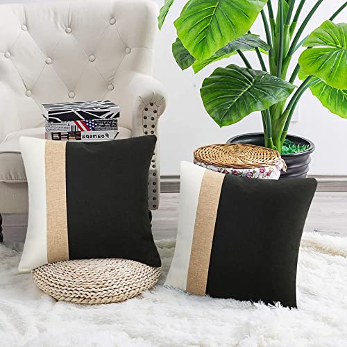 Jasen Black And White Throw Pillow Cover 18X18 Farmhouse Decorative Throw Pillow Covers Boho Modern Accent Pillow Cover For Couch Sofa #TOP1