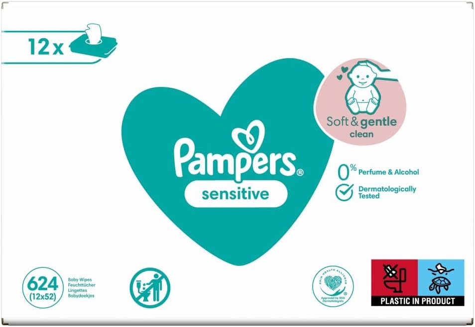 Pampers Sensitive Baby Wipes, 12 Packs (624 Wipes)