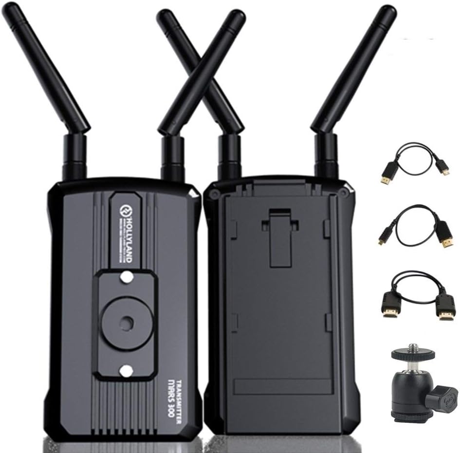 Hollyland Mars 300 1080P Wireless HD Video Transmission System,300 Feet Los Transmission 5G Singal Dual HDMI Input/Output Transmitter and Receiver Kit for DSLR Mirrorless Camera Gimbal Stabilizer