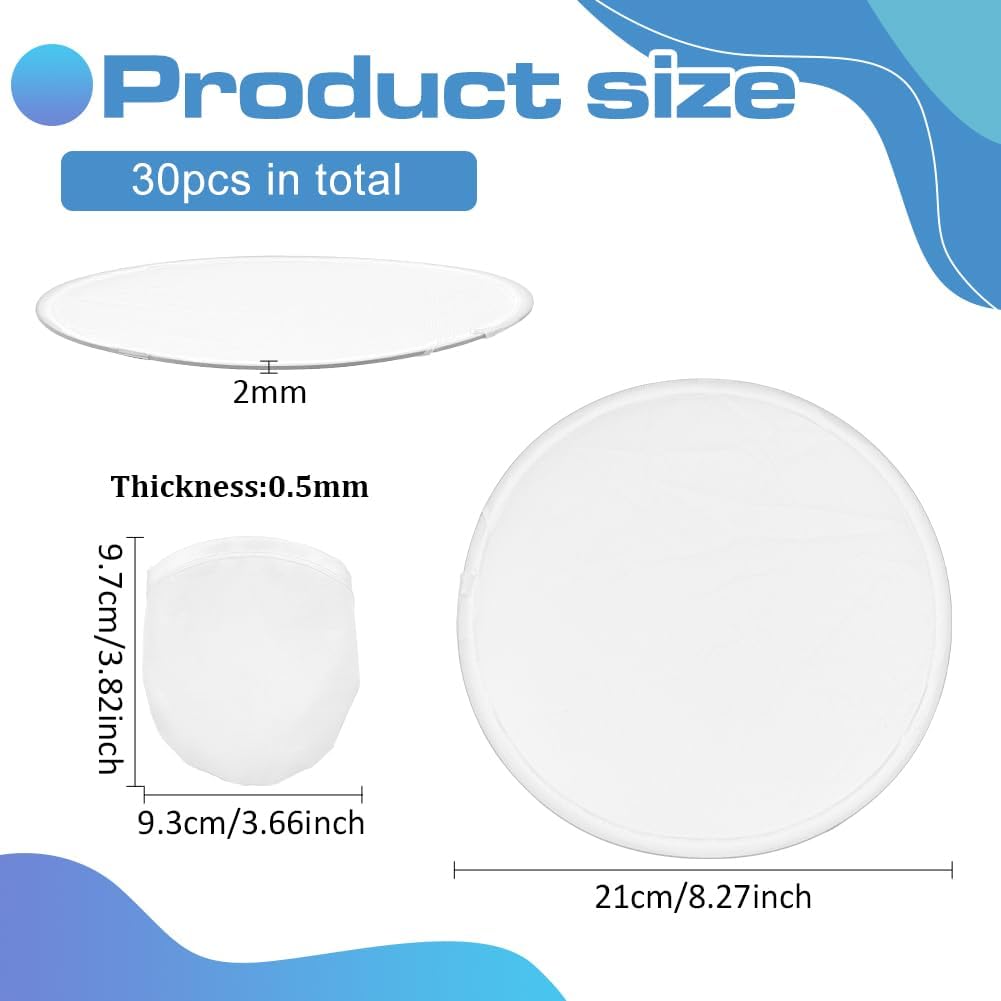 BENECREAT 30Pcs White Foldable Flying Disc Fans, 9.8inch Sublimation Fans Nylon White Edge Folding Fan Set with Bag for Wedding Party Favors Outdoor Activity