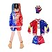Produktbild FINDPITAYA Kostüm 3 Stück Suicide Squad Harley Quinn Halloween Weihnachten Party Cosplay Kostüm mit Handschuhe (M 120)