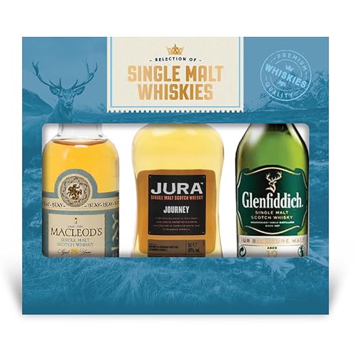 A Selection of Single Malt Whiskies gift set including 3 x 5cl bottles of single malt whisky. Perfect for Christmas and Birthdays.