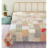DecorAvenue Copriletto kantha patchwork, realizzato a mano, in