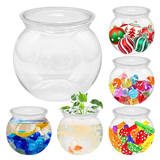 26 Oz Plastic Fish Bowls,6 Pcs Heavy Duty Plastic Ivy Bowl,Unbreakable Fishbowl Vase for Party Decor,Candy,Table Centerpieces,Carnival Game