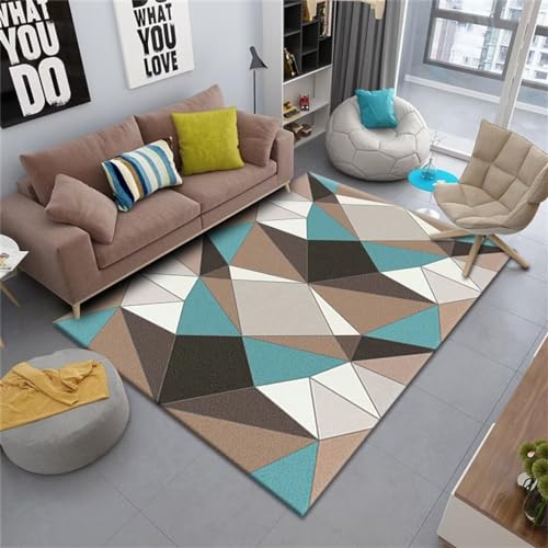 Tapis salon géométrique antidérapant et durable lavable - 2