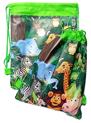 Image of MONKEYTAIL Animal Theme Drawstring Sack Bag | Pack of 15 | for Boys | Girls | Kids as Birthday Return Gifts for All Age Group
