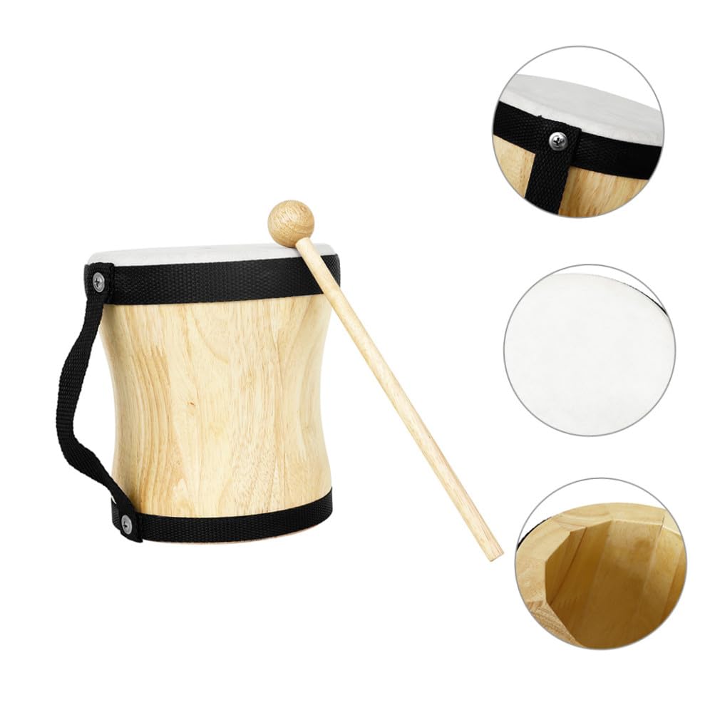 Tamburo a Mano Bongo Nero in Legno e Pelle di Pecora per Ragazzo Ragazza | Percussione Educativa, Supporto al Ritmo e Coordinazione, Pezzo da Collezione dal Design Unico