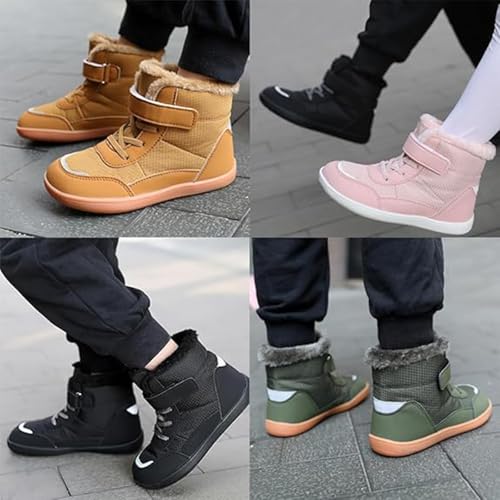 Kids Barefoot Shoes Boots, Children'S Winter Barefoot Shoes with Wide Toe Box Slip Resistant Waterproof Ankle Winter Snow Boots for Little Kids/Big Kids3