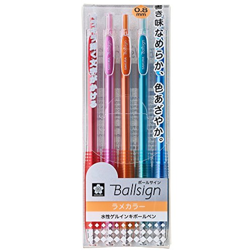 Sakura Knock Gel Ink Ballpoint Pen, Ball Sign Knock, 5 Glitter Color Assorted (Gbr158-5E) #TOP14