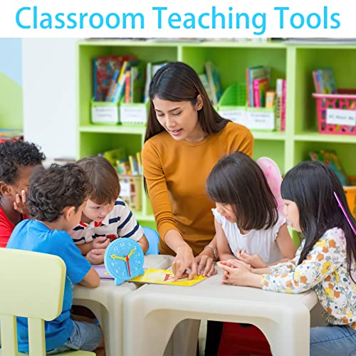 camelize Uhr Lernen,Kinder Lernspiel Uhr,Zeitunterrichts- und Demonstrationsuhrmodell, Lernressourcen für Kinder in der frühen Bildung, 4 Zoll 12/24 Stunden ab 4 Jahren(Lt Blau)