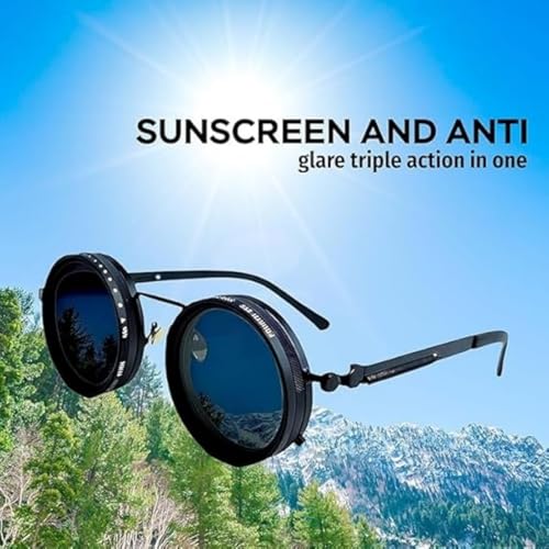 Adjustable Tint Polarized Round Sunglasses, 1-9 Gears Adjustable Photochromic Sunglasses with Built-in ND Filter4