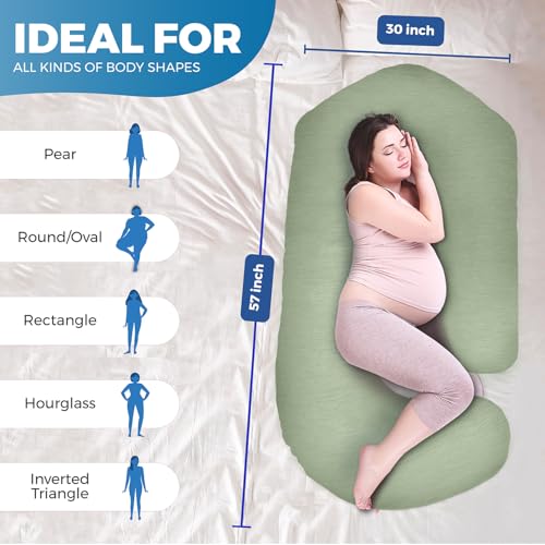 Image of Pregnancy Pillows for Sleeping - 57-Inch Maternity Pillow for Pregnant Women with Removable Washable Cover - Support for Back, Belly, Neck, Legs, & Hips - V C U Shaped Full Body Pillow