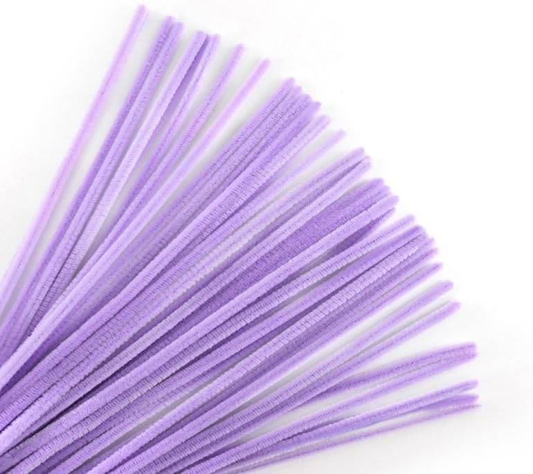 Colorful Fuzzy Craft Sticks Pipe Cleaners - 40 Count - 12 Inches Long (Lilac Purple)