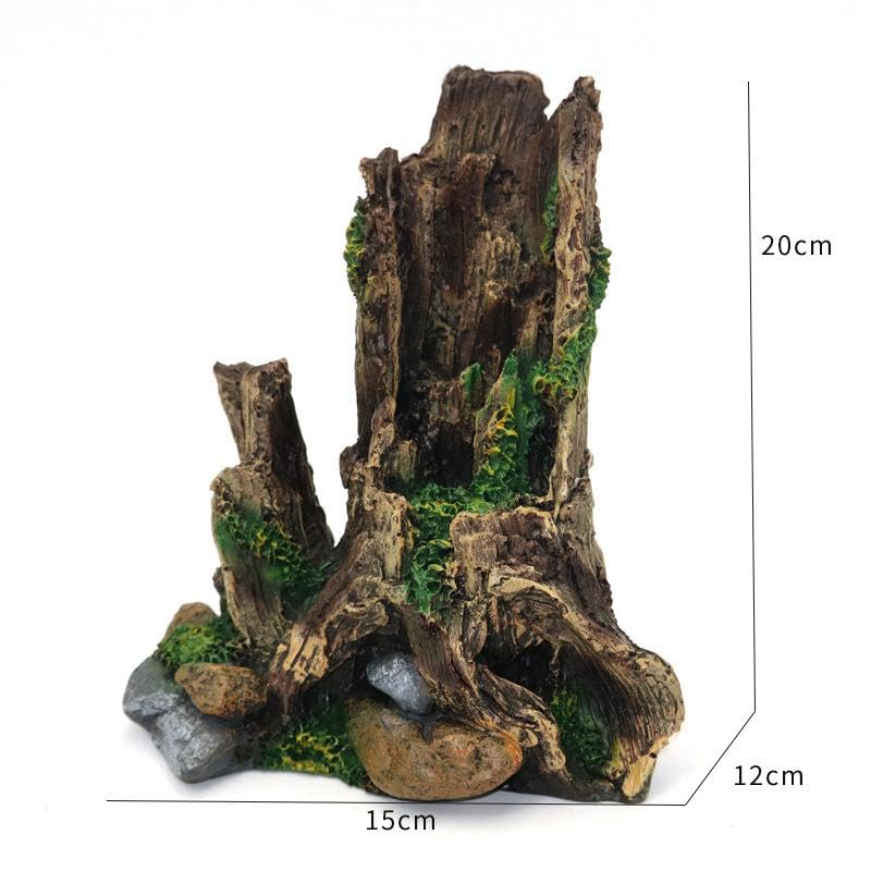 Decoración de tocón de Acuario con Musgo y Rocas, Paisaje de pecera, decoración de Acuario, decoración de raíz de Tronco de Fregadero