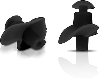 Swimming Ear Plugs,Waterproof Reusable Silicone Earplugs for Noise Reduction, Ear Plugs for Sleeping Noise Cancelling, Washable Hearing Protection for Work, Travel, Concert, Swimming (Black)