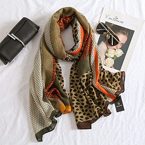 Women Animal Print Scarf Cotton-linen Feeling Shawl Wraps Scarves3