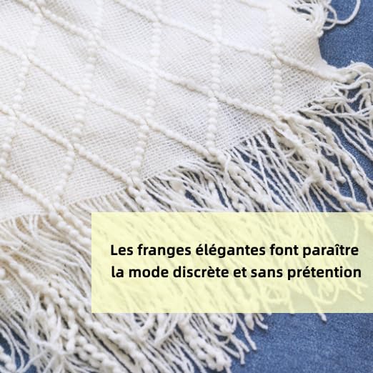 Plaid à franges 127x180 cm en polyester doux pour canapé et lit