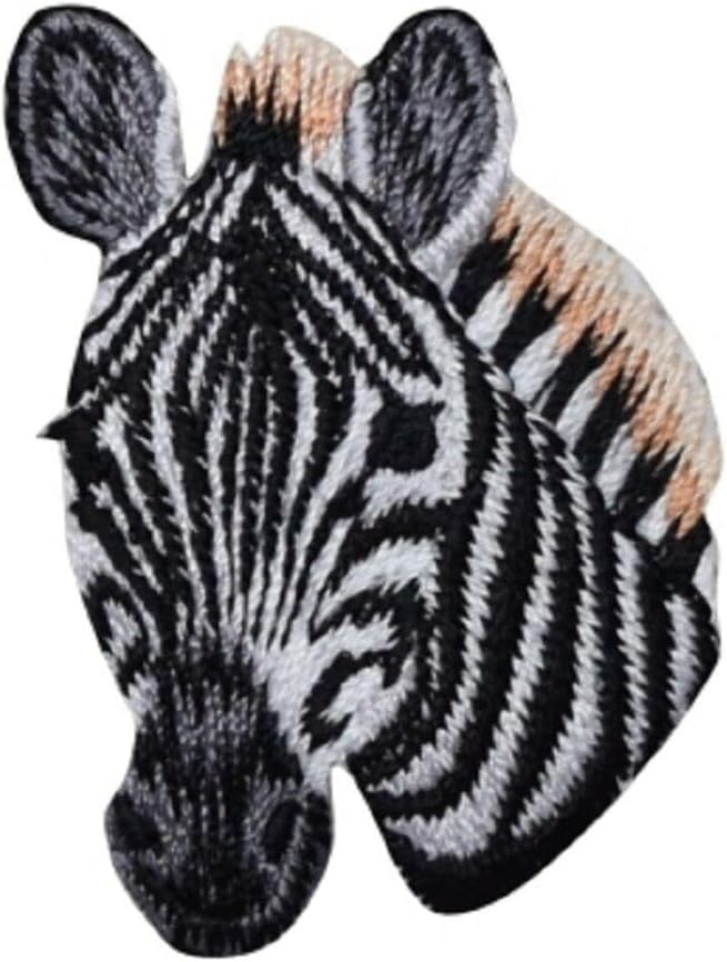 Zebra Applique Patch - Animal, Safari, Zookeeper Badge 1-7/8" (Iron On) Embroidered Iron on Patch Sew On for Clothing Applique for Jackets, Hats, Backpacks Repair Patches for Craft