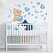 R00577 Adesivi Murali Bambino Ecologici e Anallergici Soffice Effetto Tessuto Riposizionabile Orsetto Amici del Cuore Muro Neonato Cameretta Asilo Nido Carta da Parati Adesiva