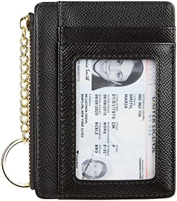 Women's 8 Cards Slim Minimalist Card Holder Coin Changes Purse Keychain Front Pocket Wallet, red