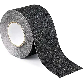 Qsfi Anti-Skid Tape For Stairs High Traction Abrasive Tape Self Adhesive Waterproof Non Slip Strips for Slippery Floors, Indoor, Outdoor, Staircase (Black tape)