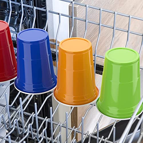 Aoluxlm Plastic Cups, 52 Count Party Cups Reusable For 13 Red + 13 Orange + 13 Green + 13 Blue +6 Balls Cups 480Ml 16Oz Red Cups Family Birthday Wedding Festival Events #TOP1