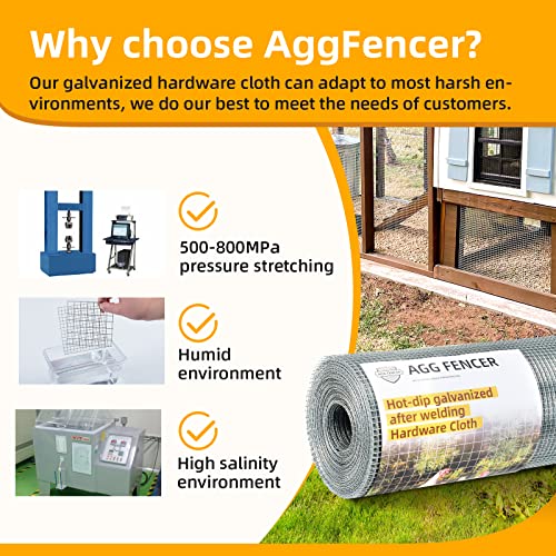 AggFencer Hardware Cloth 1/2 inch 48 x 100ft Chicken Wire Fencing, Hot-Dipped Galvanized After Welding Garden Plant Supports Welded Metal Chicken Wire Poultry Animal Netting Cage Screen by AggFencer - Image 4