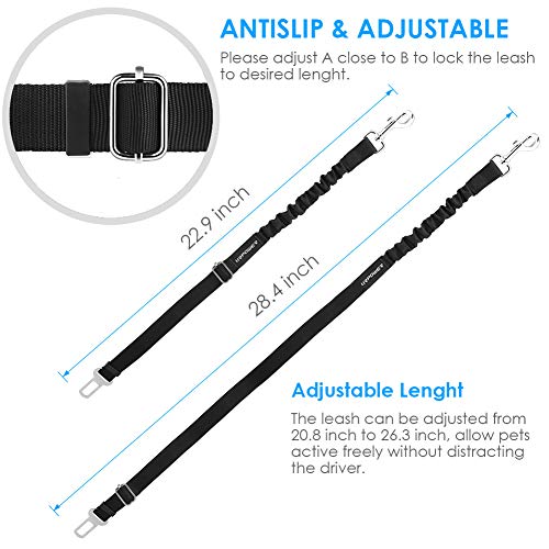 Urpower Upgraded Dog Seat Belt 2 Pack Dog Car Seatbelts Adjustable Pet Seat Belt For Vehicle Nylon Pet Safety Seat Belts Heavy Duty & Elastic & Durable Car Seat Belt For Dogs, Cats And Pets #TOP4