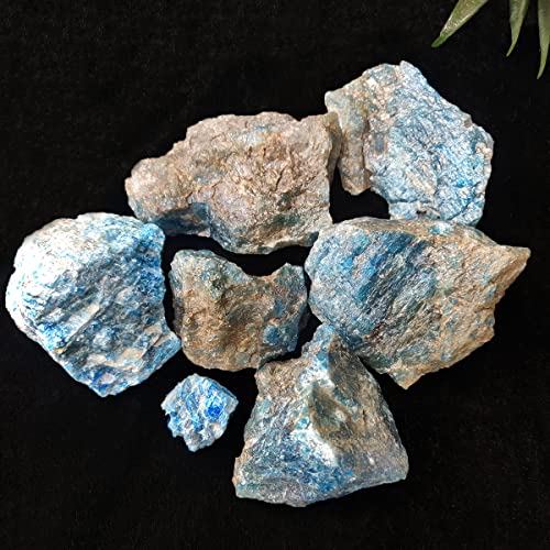 Image of Blue Apatite Raw Stone 1 Kg | 3-5 Pcs of Natural Decorative Crystal for Home Decor | Motivation, Focus & Communication Gemstone | Living Room & Office Showpiece Stone