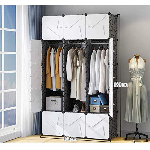 XHCP Armario portátil, Armario, Armario, Armario, Armario de Resina con Barra para Colgar, Armario Modular Modular para Ropa, Zapatos, Juguetes -t L111 & Times; w47 & Times; h183cm (44x