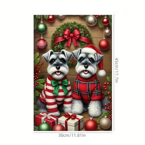 Image of BlissYard Schnauzer Winter Garden Flag 12x18 Inch Polyester