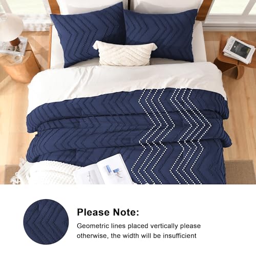 Image of Litanika 3 Pcs Navy Blue Boho Oversized Super King Bedding Comforter Set