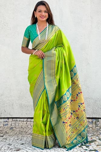 Image of SGF11 Women's Paithani Soft Lichi Silk Kanjivaram Sarees With Blouse Piece