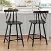 LUE BONA Upgraded Windsor Wooden Black Bar Stools Set of 2 24 Inch Counter Height Barstools with Spindle BackBigger Seat for Kitchen Island