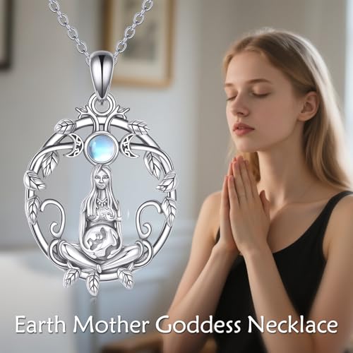 Earth Mother Goddess necklace 925 Sterling Silver Protection Earth Necklace for Women Earth Mother Goddess Jewelry3