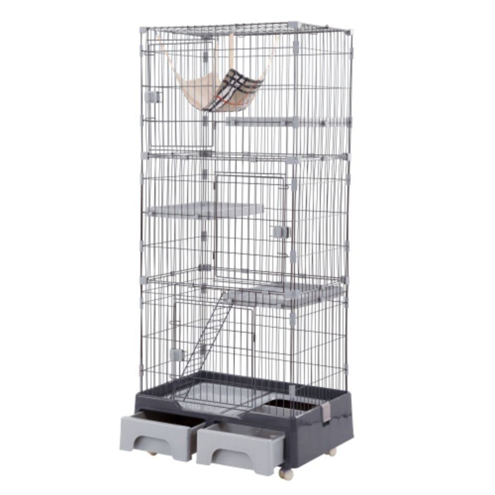 Amazon | BTM 猫ケージ キャットケージ 3段 トイレ付キ ハンモック付キ