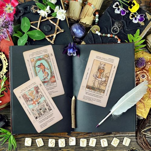 Image of Zibuyu Antique Tarot Oracle Set Divination Game-Patterned, Mini 78 Card Deck, Unique Handmade Design Durable Cardstock, Portable, No Guidebook, Ideal Spiritual Gift for Tarot Enthusiasts