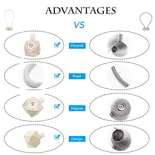 image for HHGZON 2PCS Magnetic Curtain Tiebacks Wheat Straw Material Diamond Sty