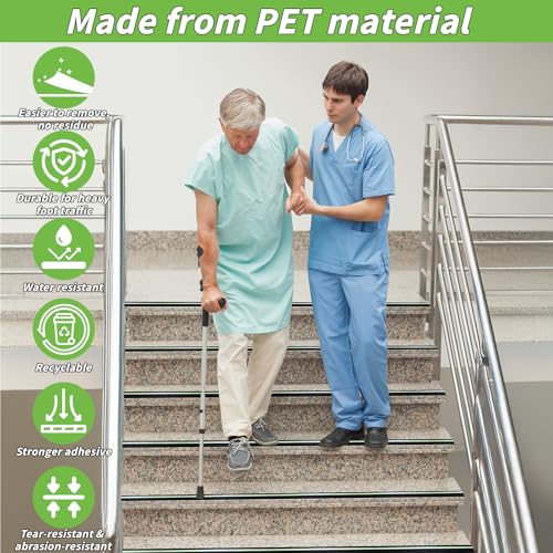 Image of Anti Slip Traction Tape with Glow in Dark Green Stripe, 4In x 60ft High Traction Friction Non Skid Stairs Treads, Waterproof Anti Slip Tape, Abrasive for Steps, Ramp, Skateboard, Outdoor Indoor