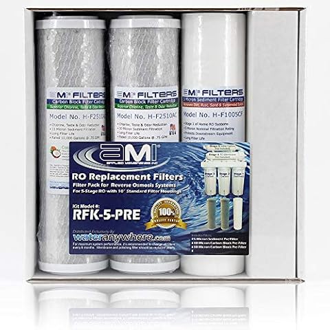 APPLIED MEMBRANES INC. AMI Reverse Osmosis Filter Replacement | Pre Filter Set | for 5 Stage Water Filtration Systems (Pre-Filters Only Set)… Cover
