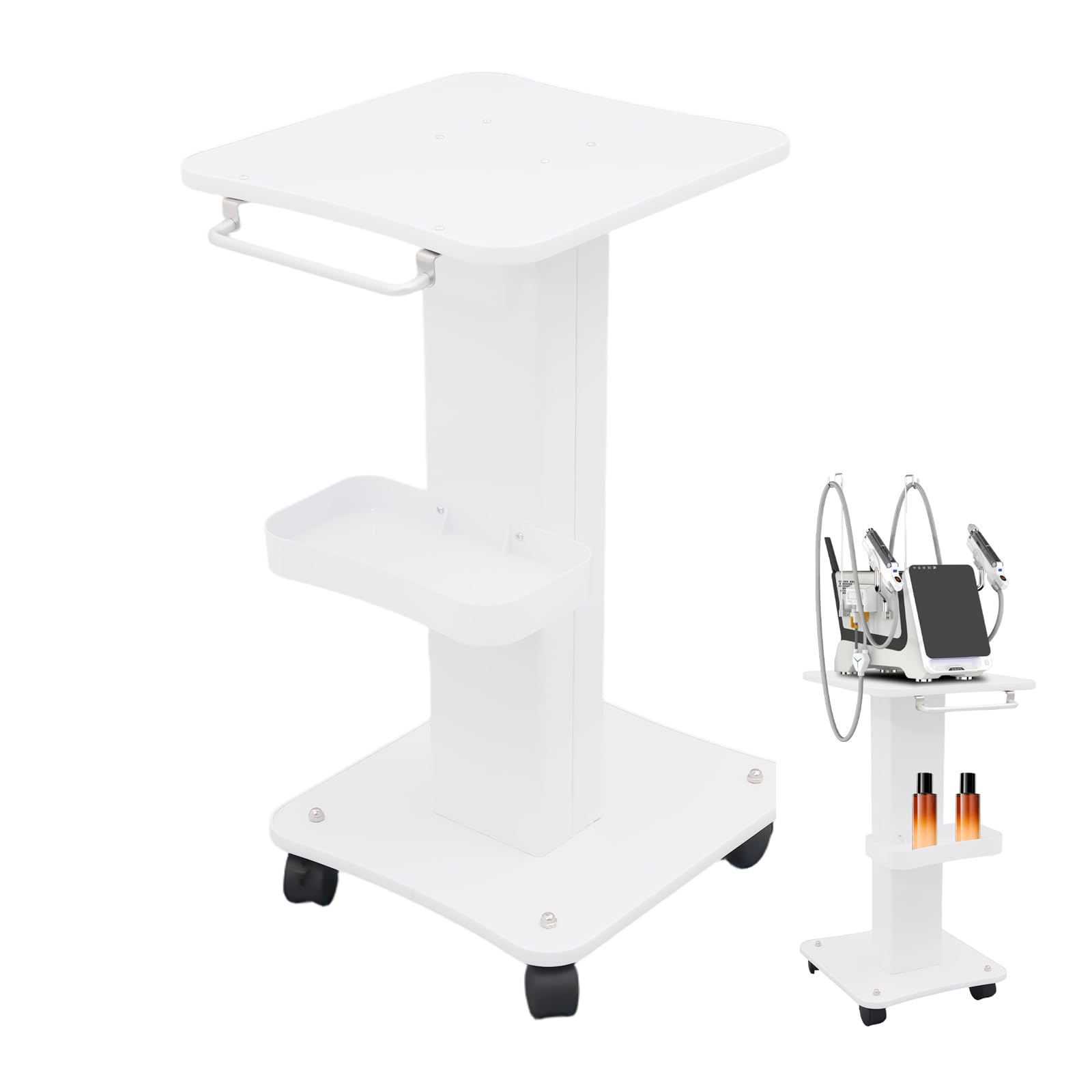 Kosmetikwagen Beauty Salon Trolley, Tragfähigkeit 88,18 lb Salonwagen Kosmetikwagen Friseurwagen Mit Ablagefach & Universalräder für Friseur Beauty Salon SPA Weiß 34 * 37,5 * 68CM