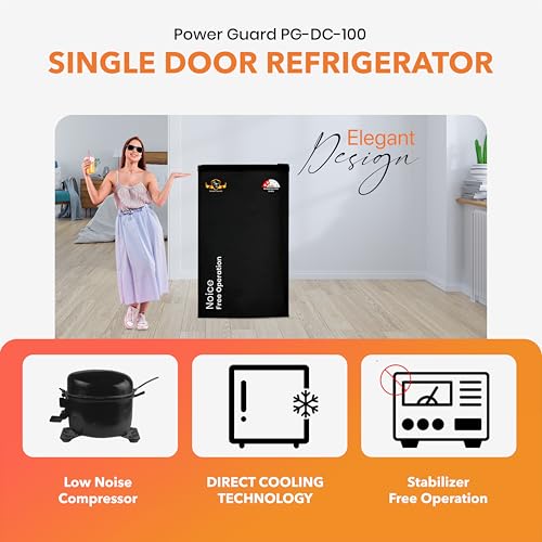 Image of Power Guard Mini Fridge with Direct Cooling Technology | Ideal for Home, Office, Dorm Room | Personal Minibar | Compact Size | Black (91 Liters)