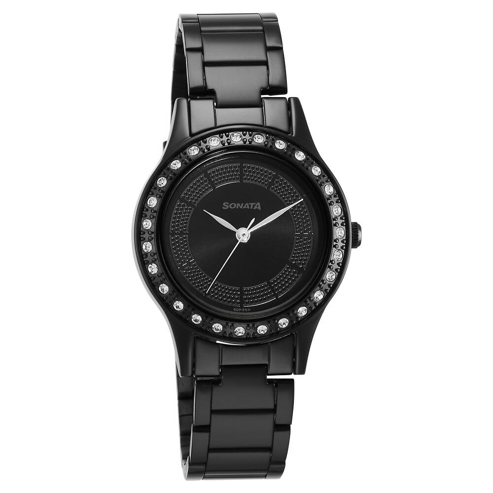 Sonata Quartz Analog Black Stainless Steel Strap for Women-8123NM01 (B0CSPCZ1L7) Amazon Price History, Amazon Price Tracker