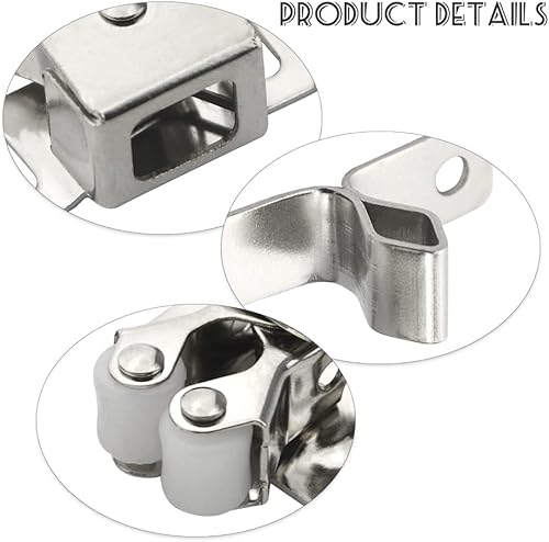 Miniatura 4 de Paquete de 10 cierres de doble rodillo para puerta de gabinete con tornillos de instalación para armario, armario, cocina, puerta de armario