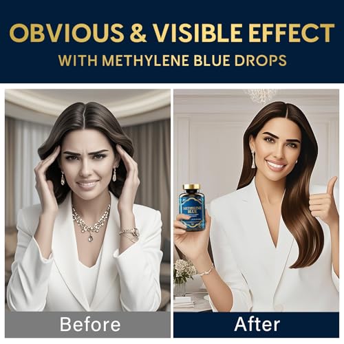 Methylenblau Kapseln, (120 Kapseln) Pharmazeutische Qualität Methylenblau für den Menschen, Unterstützt die Gehirnfunktion und Zellgesundheit, Verbessert den Fokus und die Klarheit, Glutenfrei, Vegan