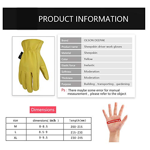 Olson Deepak Sheepskin Gloves Leather Gloves Handing Workshop Gloves Driving/Riding/Gardening/Farm - Extremely Soft And Sweat-Absorbent (Medium) #TOP5